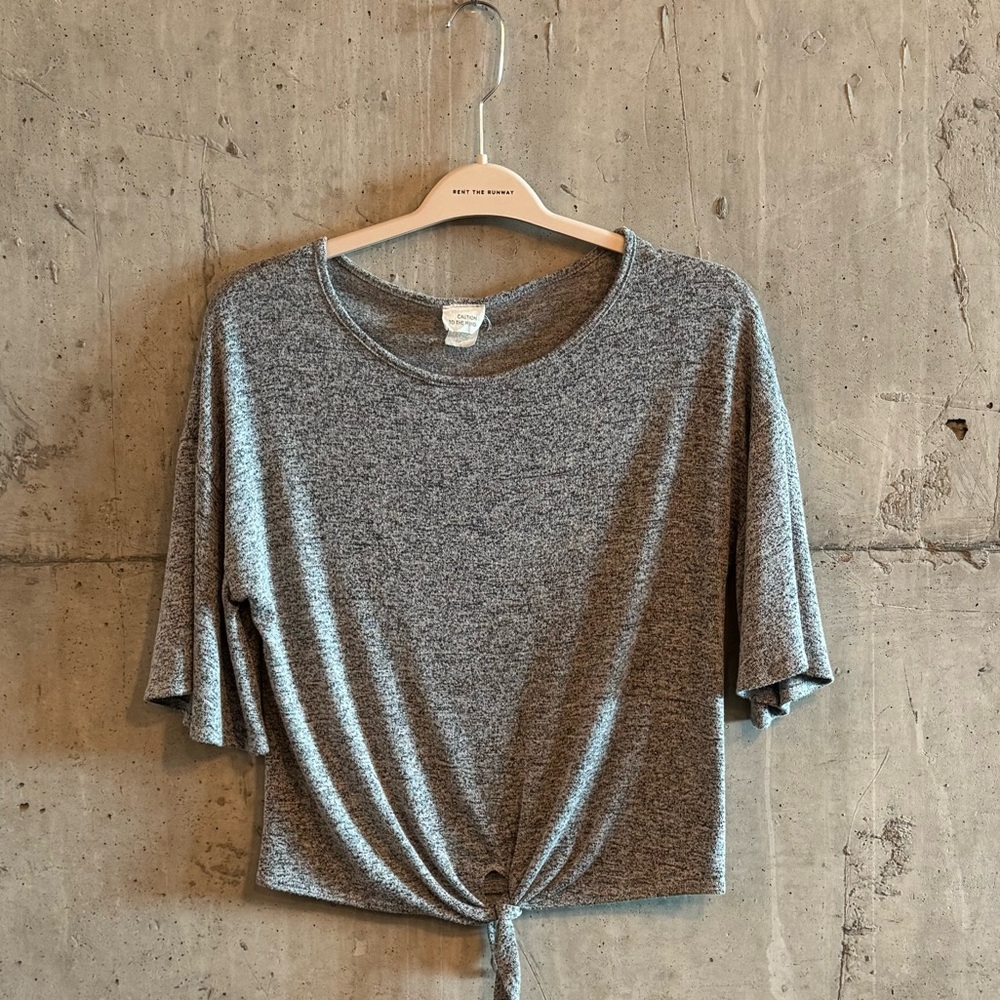 Gray Knot Front Women's Top